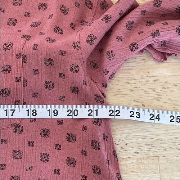 VOLCOM Stone Row Relax Ruffled Sleeve Boxy Buttoned Boho Western Country Top SM - Picture 6 of 8